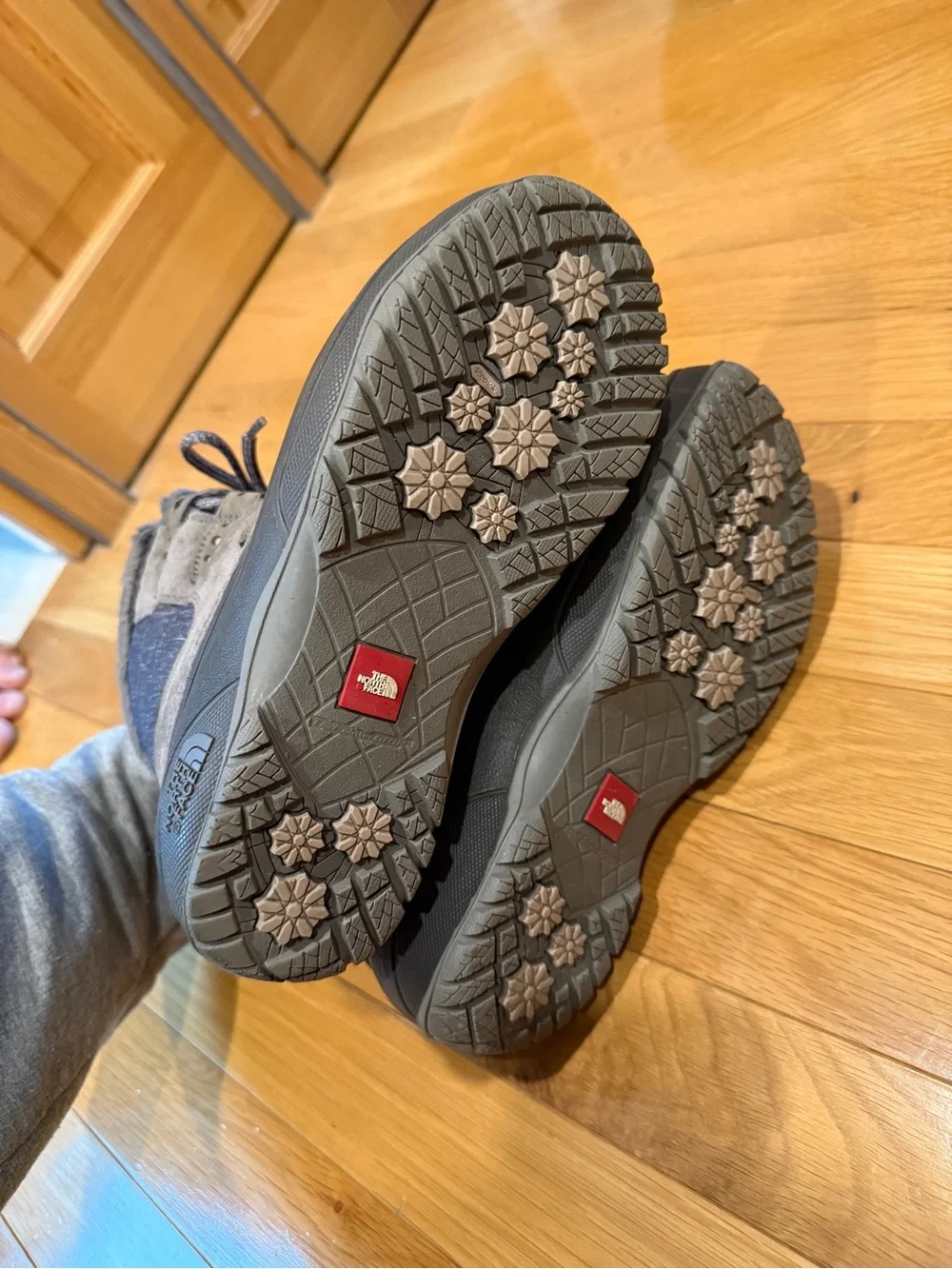 The North Face Women's Gray Quilted Faux-Fur Winter Boots